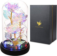 Load image into Gallery viewer, 3 Head Beautiful Roses with Golden Stem & LED (Ships from USA)