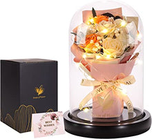Load image into Gallery viewer, Beautiful Soap Rose Bouquet with LED in Glass Dome (Ships from USA)