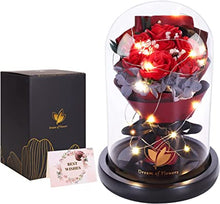 Load image into Gallery viewer, Beautiful Soap Rose Bouquet with LED in Glass Dome (Ships from USA)