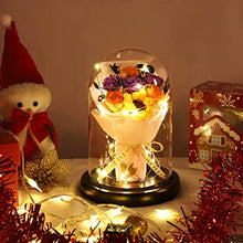 Load image into Gallery viewer, Beautiful Soap Rose Bouquet with LED in Glass Dome (Ships from USA)