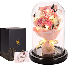 Load image into Gallery viewer, Beautiful Soap Rose Bouquet with LED in Glass Dome (Ships from USA)