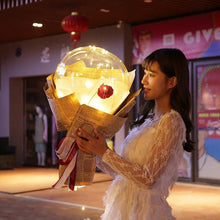 Load image into Gallery viewer, Luminous Silk Rose Transparent Balloon Bouquet