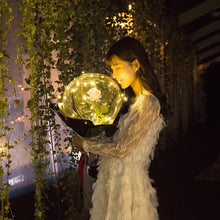 Load image into Gallery viewer, Silk Rose Inside LED Luminous Transparent Ballon Bouquet - Galaxy Rose