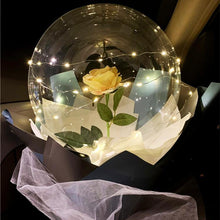 Load image into Gallery viewer, Silk Rose Inside LED Luminous Transparent Ballon Bouquet - Galaxy Rose