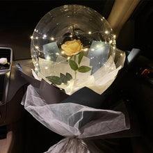 Load image into Gallery viewer, Silk Rose Inside LED Luminous Transparent Ballon Bouquet - Galaxy Rose