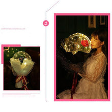 Load image into Gallery viewer, Silk Rose Inside LED Luminous Transparent Ballon Bouquet - Galaxy Rose