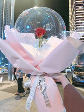 Load image into Gallery viewer, Silk Rose Inside LED Luminous Transparent Ballon Bouquet - Galaxy Rose