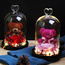 Load image into Gallery viewer, Mini Rose Bear In Glass Dome