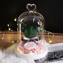 Load image into Gallery viewer, Mini Rose Bear In Glass Dome