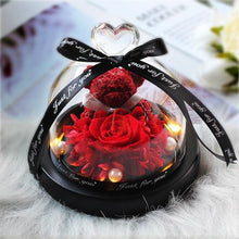 Load image into Gallery viewer, New Mini Rose Bear In Glass Dome With Night Light - Galaxy Rose
