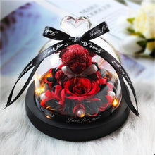 Load image into Gallery viewer, Mini Rose Bear In Glass Dome