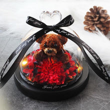 Load image into Gallery viewer, Mini Rose Bear In Glass Dome