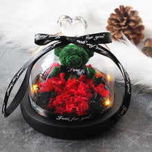 Load image into Gallery viewer, New Mini Rose Bear In Glass Dome With Night Light - Galaxy Rose