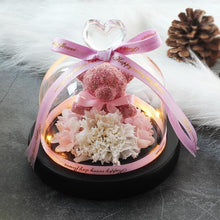 Load image into Gallery viewer, New Mini Rose Bear In Glass Dome With Night Light - Galaxy Rose
