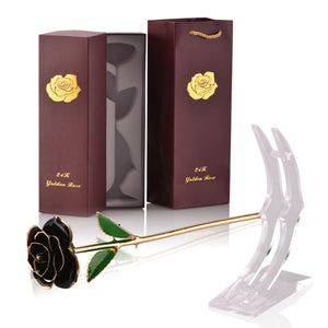 24k Gold Dipped Rose Flowers with Stand (Ships From USA)