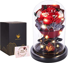 Load image into Gallery viewer, Beautiful Soap Rose Bouquet with LED in Glass Dome (Ships from USA)
