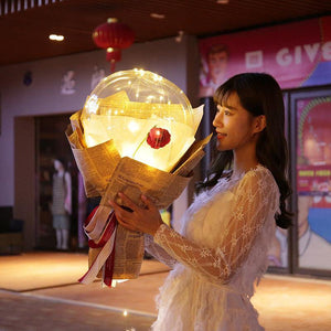 Luminous Silk Rose Transparent Balloon Bouquet