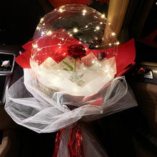 Load image into Gallery viewer, Silk Rose Inside LED Luminous Transparent Ballon Bouquet - Galaxy Rose
