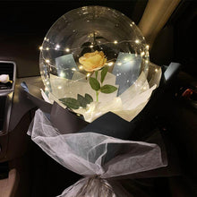 Load image into Gallery viewer, Silk Rose Inside LED Luminous Transparent Ballon Bouquet - Galaxy Rose
