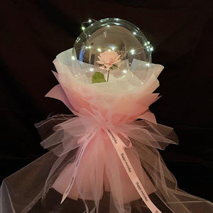 Luminous Silk Rose Transparent Balloon Bouquet