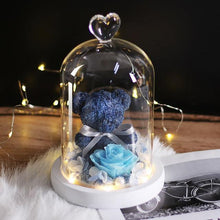 Load image into Gallery viewer, New Mini Rose Bear In Glass Dome With Night Light - Galaxy Rose

