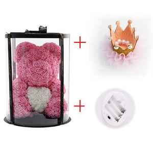 Rose Teddy Bear In Round Box With Little Crown & Led Light (38CM/14.5I Galaxy Rose Rose Teddy Bear In Round Box With Little Crown & Led Light (38CM/14.5I Galaxy Rose