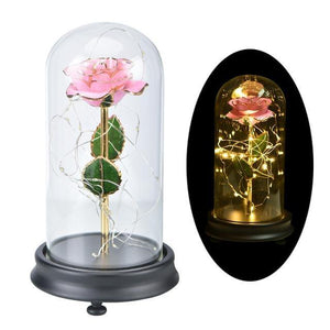 24K Gold Rose in Glass Dome