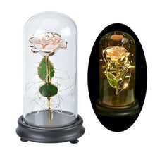 Load image into Gallery viewer, Beauty And The Beast 24K Gold Rose In Glass Dome With LED Light - Galaxy Rose

