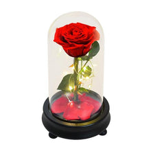 Load image into Gallery viewer, Beauty And The Beast LED Eternal Red Rose In Glass Dome - Galaxy Rose

