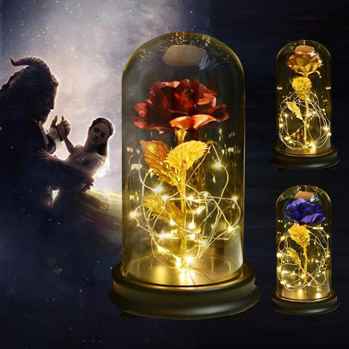 Beauty & The Beast Gold Foil Rose