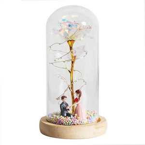 Beauty & The Beast LED Enchanted Galaxy Rose With Little Mannequins - Galaxy Rose