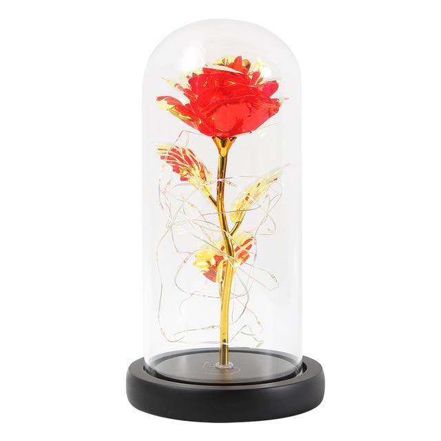 Beauty & The Beast LED Enchanted Galaxy Rose With Little Mannequins - Galaxy Rose