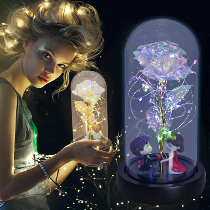 Enchanted Galaxy Rose In Glass Dome