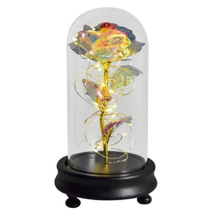 Gold Foil Flowers In Glass Dome