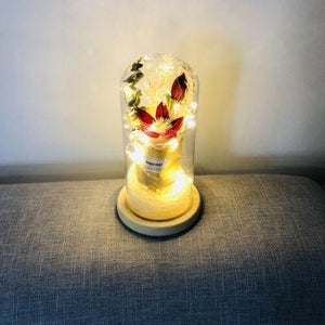 Romantic Lighted Rose In Glass Dome